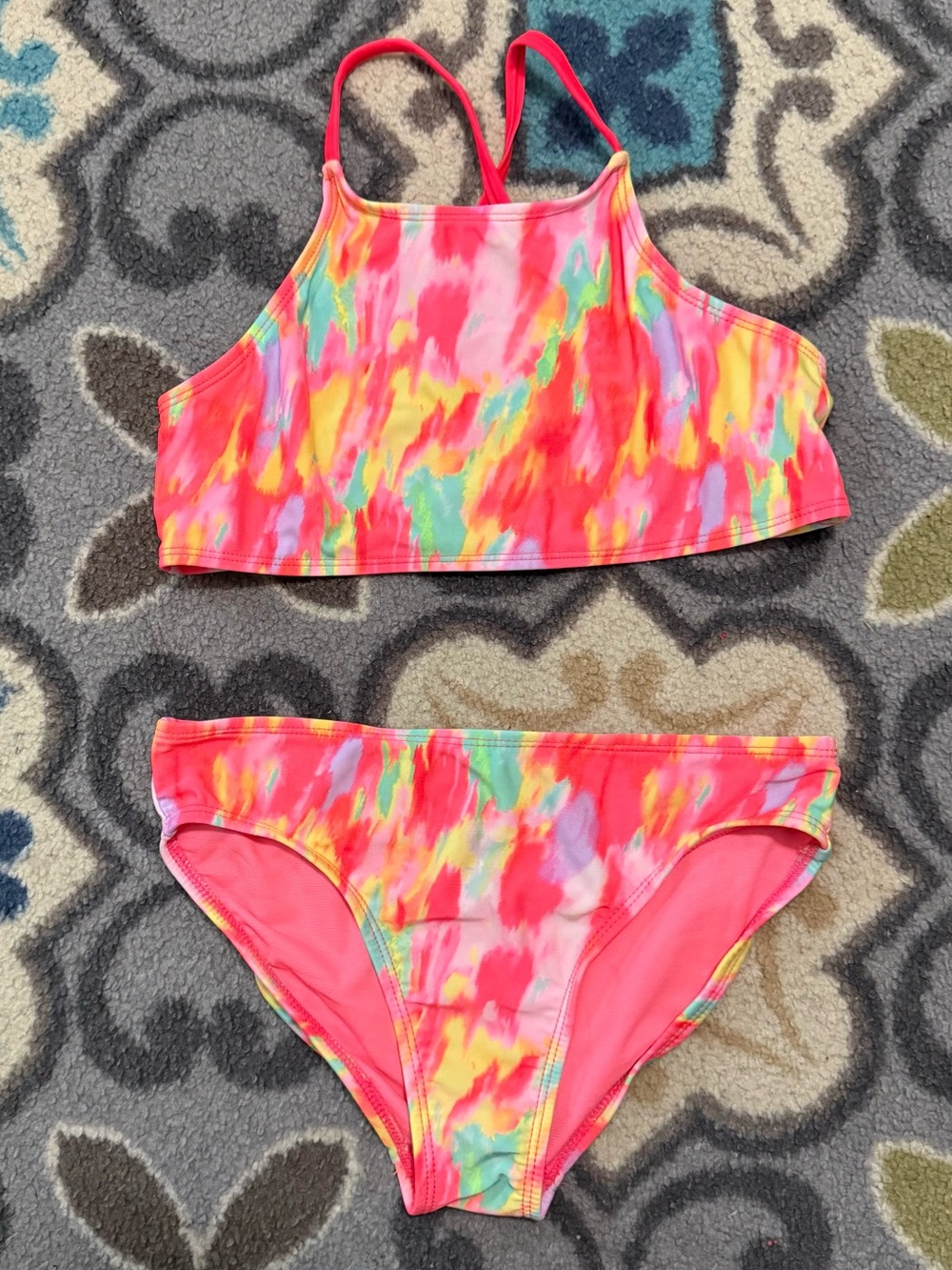wonder nation Pink Multi Tie-Dye Tankini Swim Set
